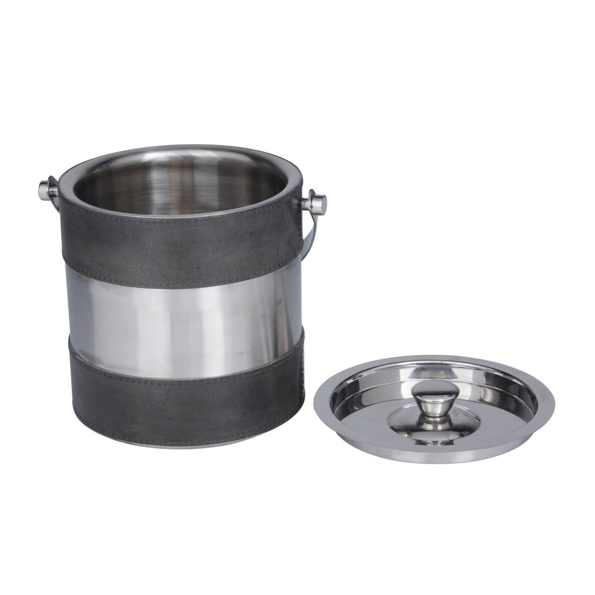 Grey Modern Ice Bucket, 8" x 7" x 12"